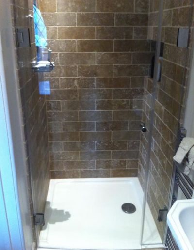 Glass door for shower cubicle