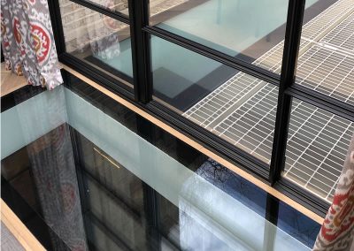 Walk on glass in modern house