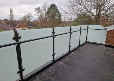 Frosted glass balustrade with post and handrail system in Milton Keynes